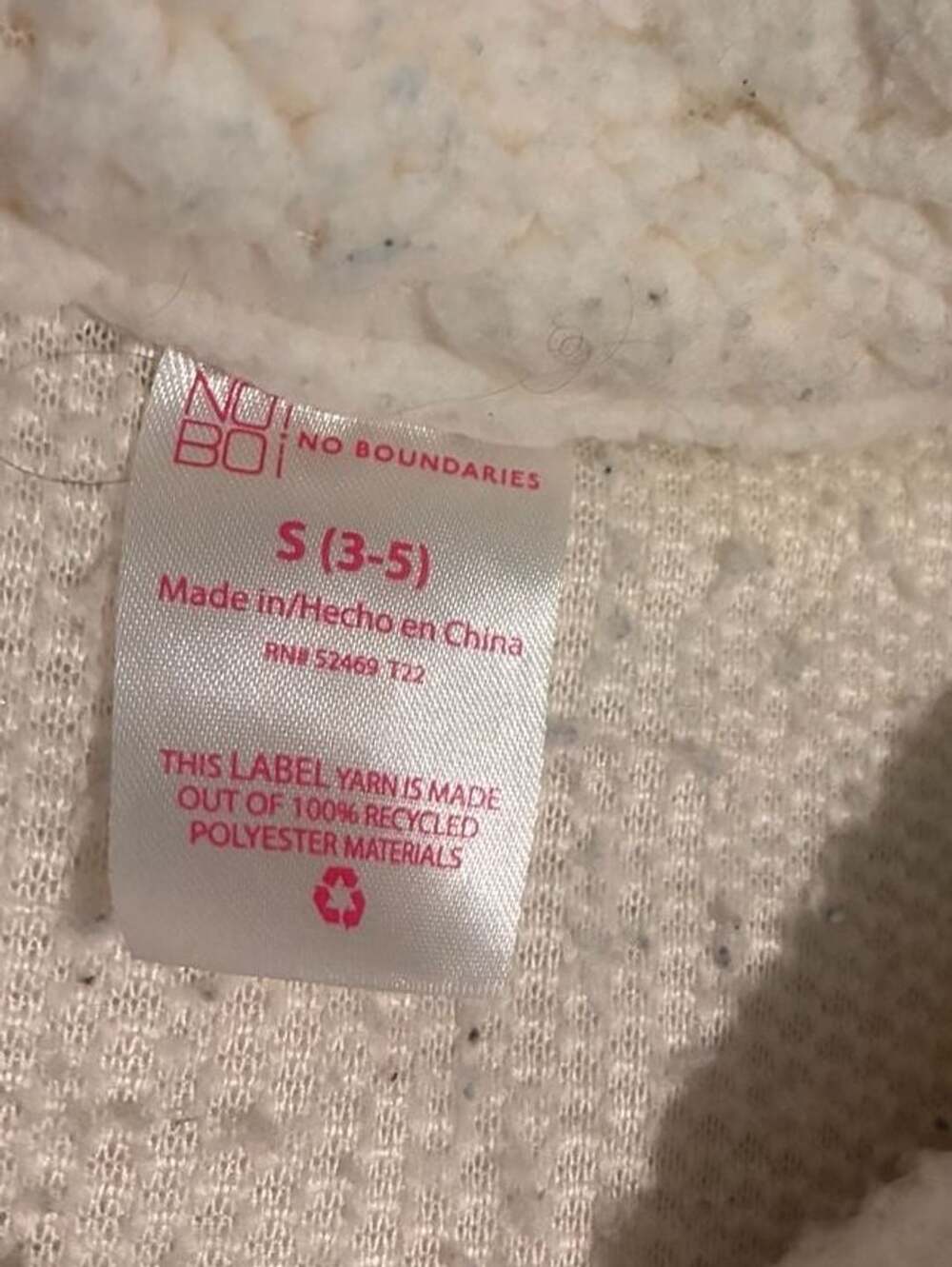 No Boundaries Sherpa Pullover Zip Jacket Size S (3-5) White Fleece
